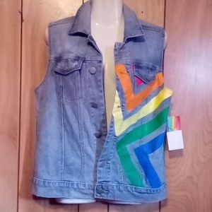 New Denim button down vest